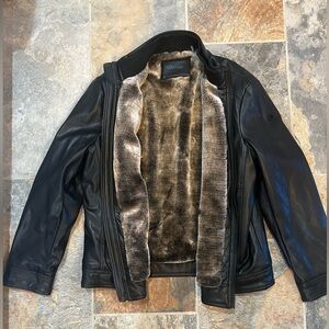 Men’s Calvin Klein Faux Leather Bomber Jacket. Barely worn. Size Large.